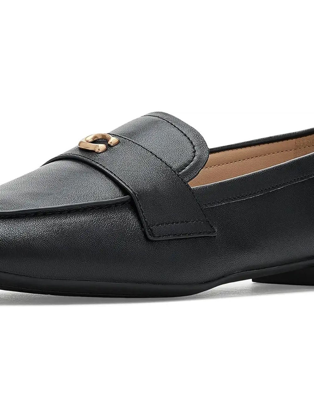 New in Box Coach Black Sculpted C Leather Loafers - Picture 2 of 5